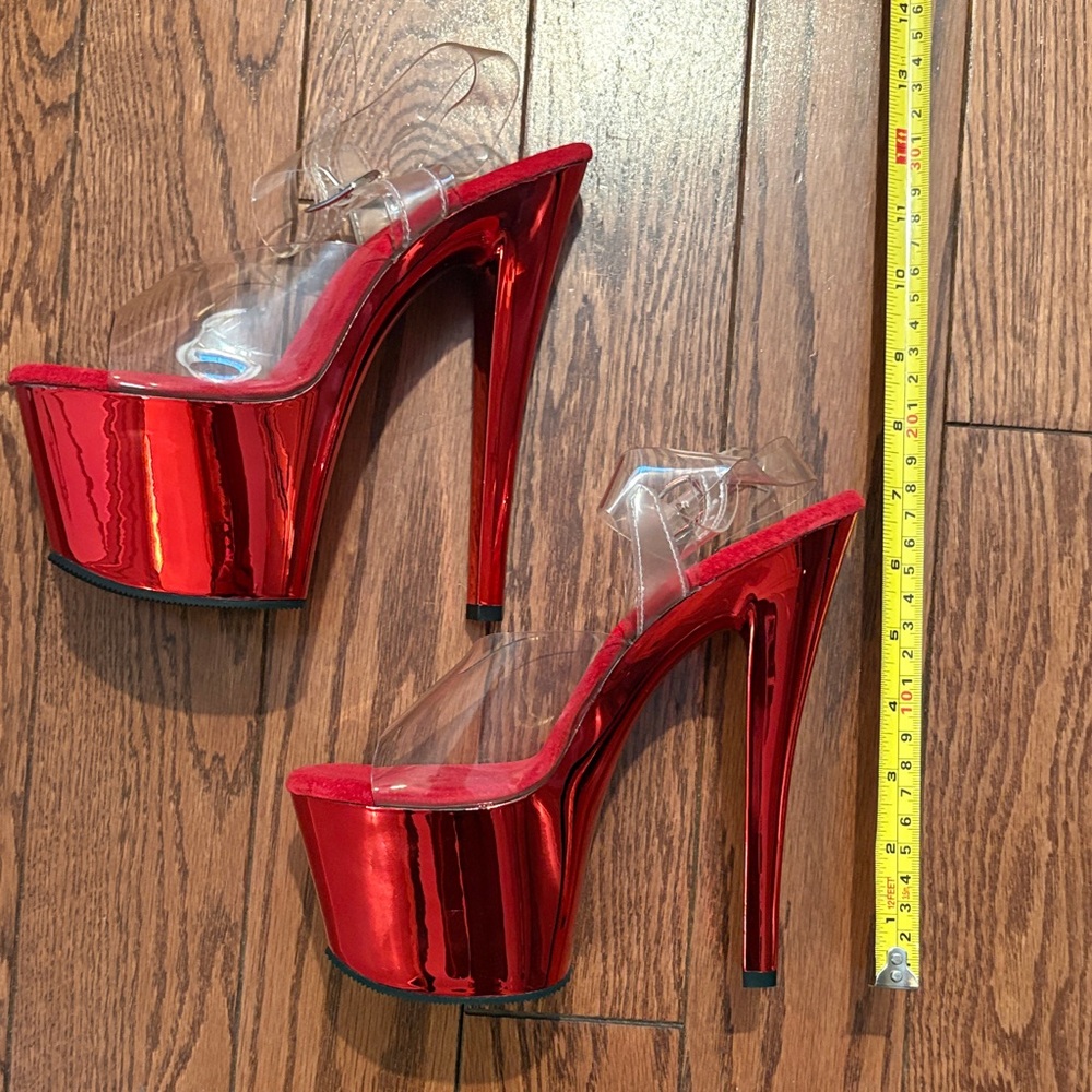 Pleasers Red Chrome 7” Platform Heels
